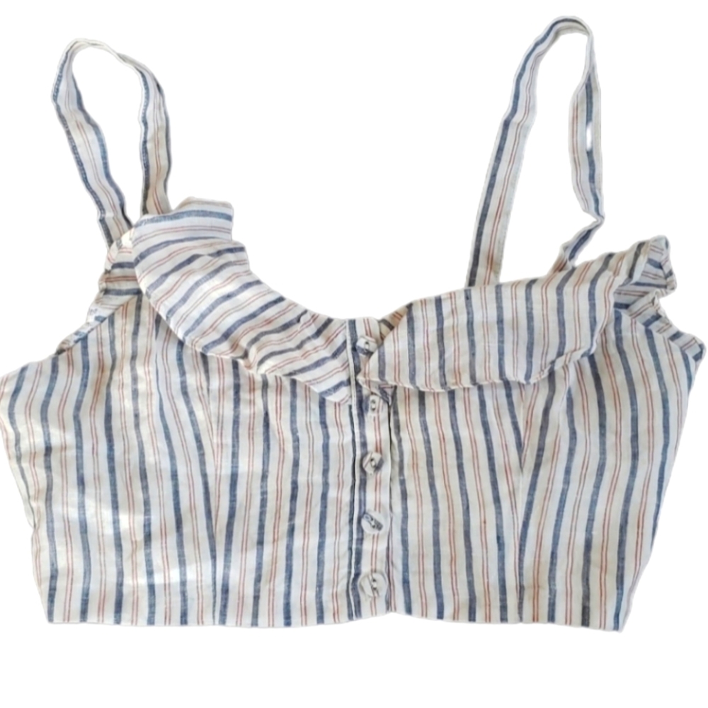 Forever 21 Middrift Striped Crop Top Medium